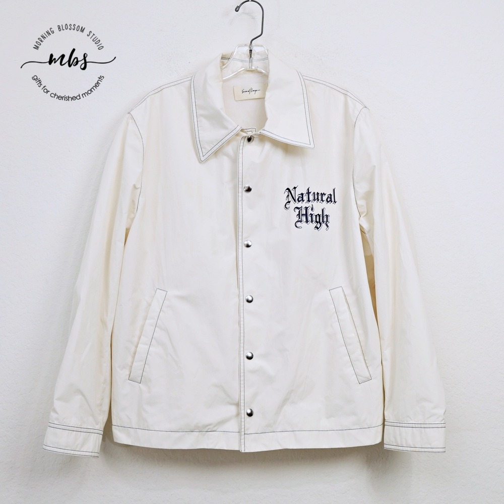 Second/Layer Mural High Point Streetwear Relaxed Coaches Jacket Beige Men 2XL - Picture 2 of 11